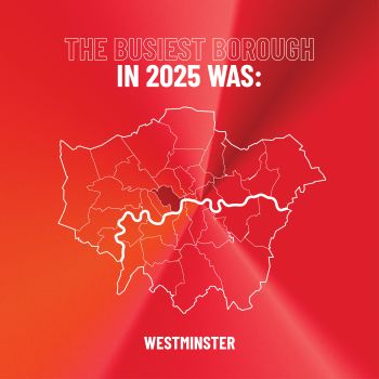 Infographic showing busiest borough in 2025 was Westminster