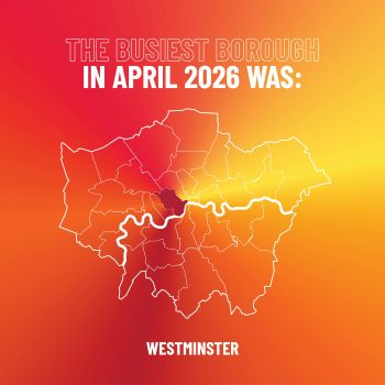 Infographic showing Westminster was the most attended to borough in April 2026