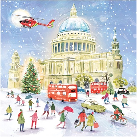 Helicopter over London at Christmas card design