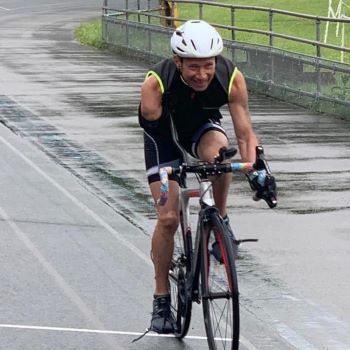 Jim cycling after his incident
