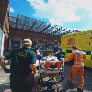 Phil and London's Air Ambulance trauma team arrive at St George's Hospital