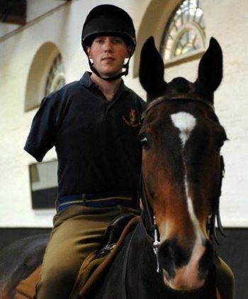 Dan horse riding, with one arm