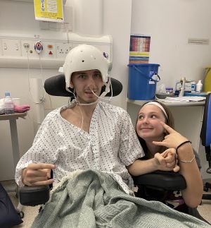 Daniel in hospital with his sister