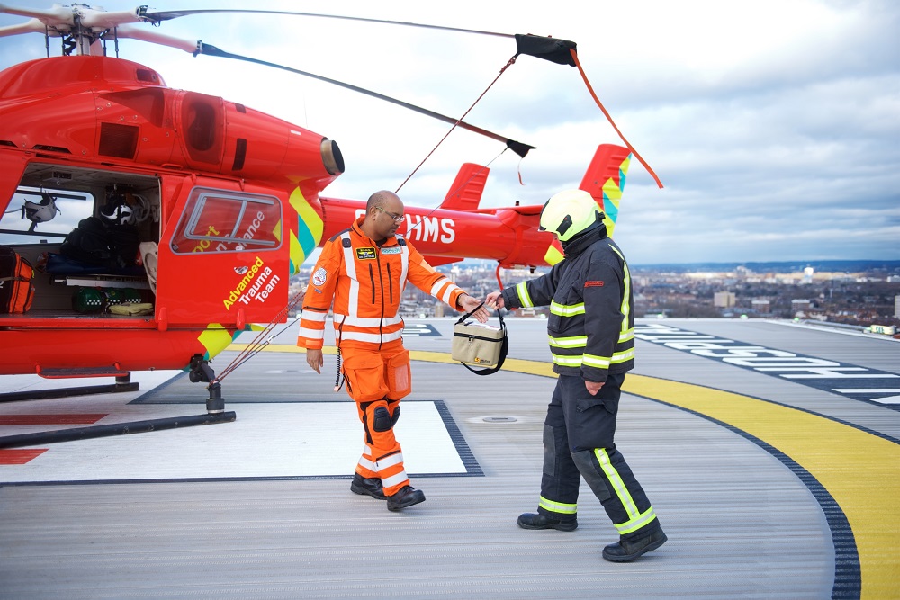 Dr John Chatterjee at the London's Air Ambulance helipad