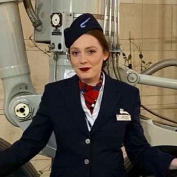 Lauren as BA cabin crew before her accident