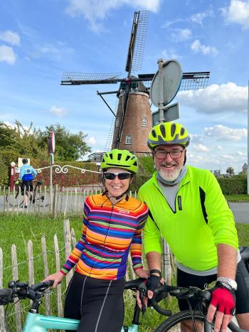 Cyclists arriving in The Netherlands