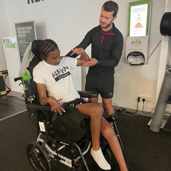 James receiving physiotherapy