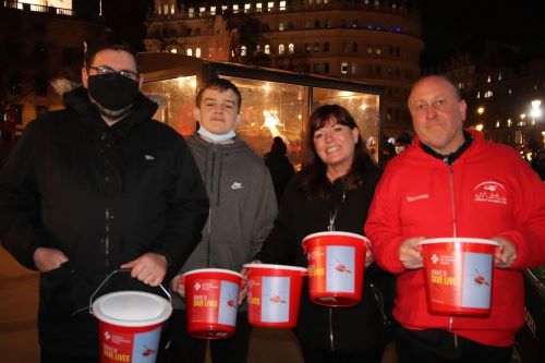 London's Air Ambulance Charity volunteers, collecting donations at Popchoir's performance
