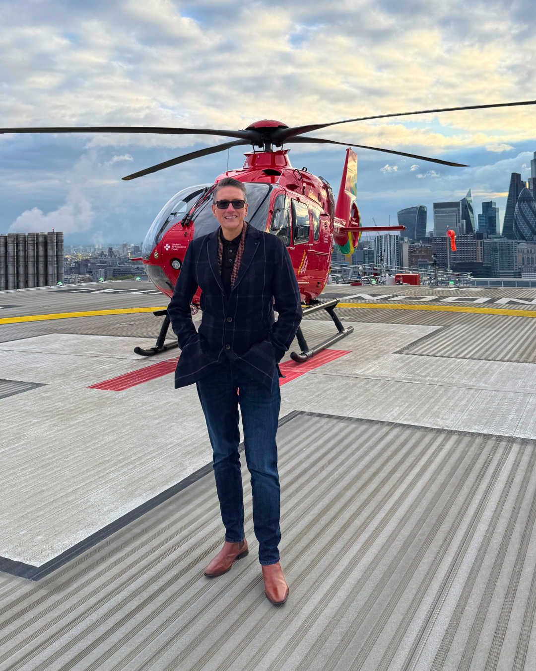 Tony on a recent visit to our helipad