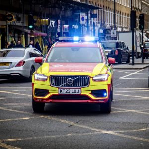 London's Air Ambulance's rapid response car driving through London