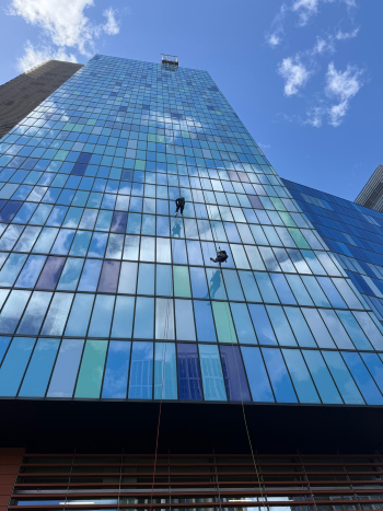 Nick abseiling off The Royal London Hospital