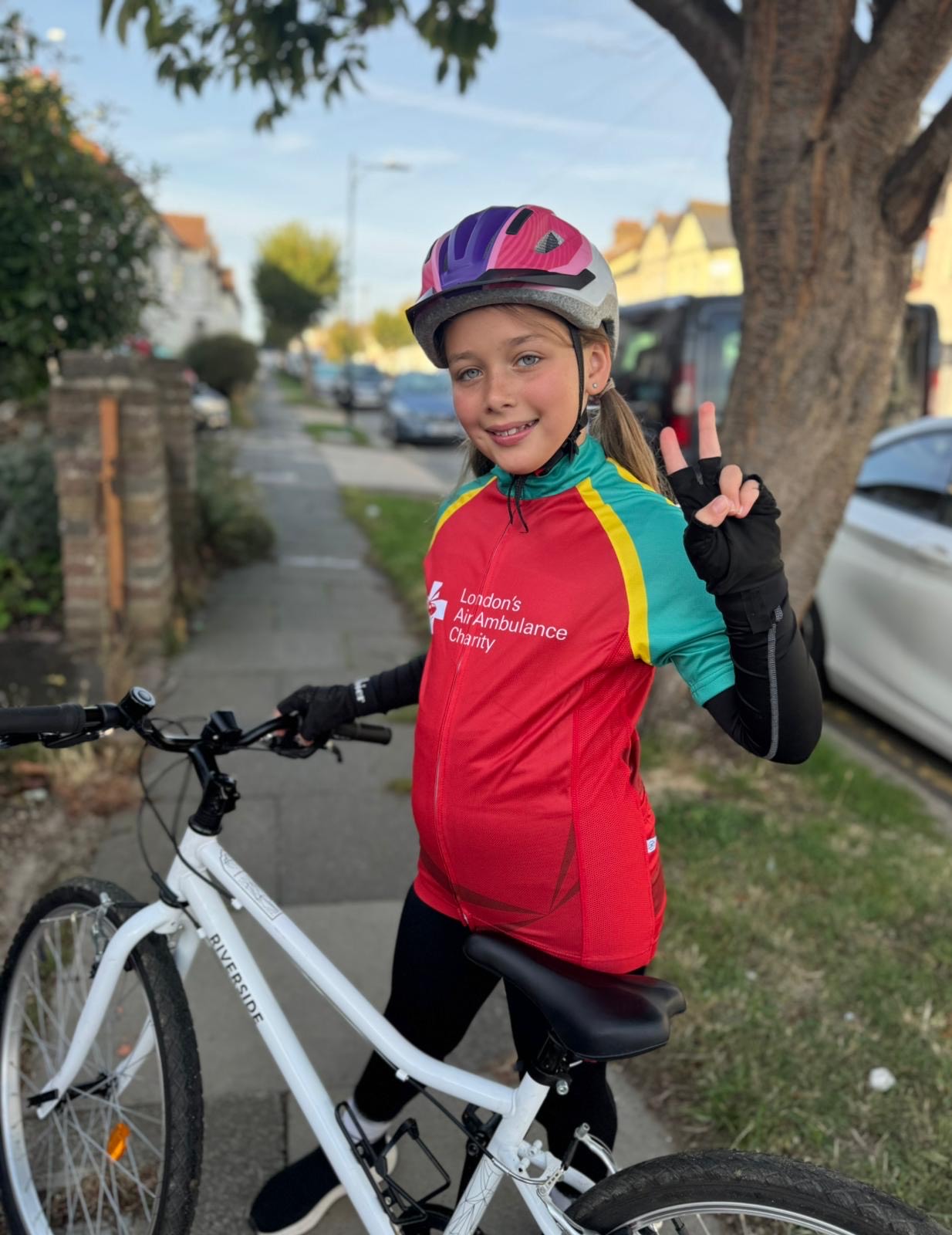 Violet with her bike