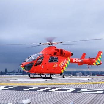 London's Air Ambulance helicopter on the helipad