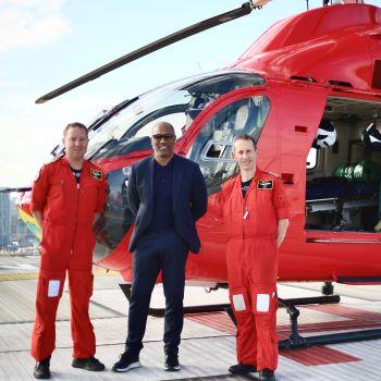 Les Ferdinand on London's Air Ambulance's helipad