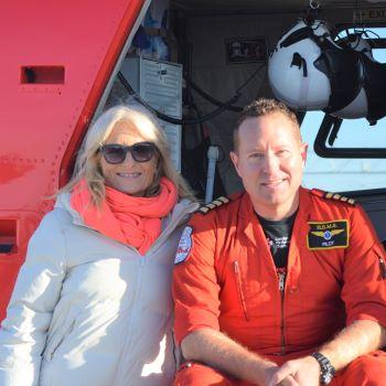 Gaby Roslin with London's Air Ambulance's pilot