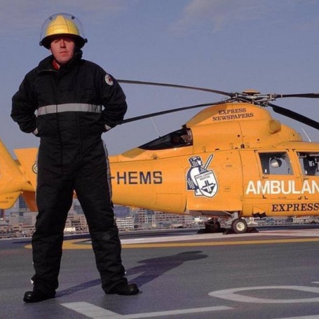 John Power with an old livery helicopter