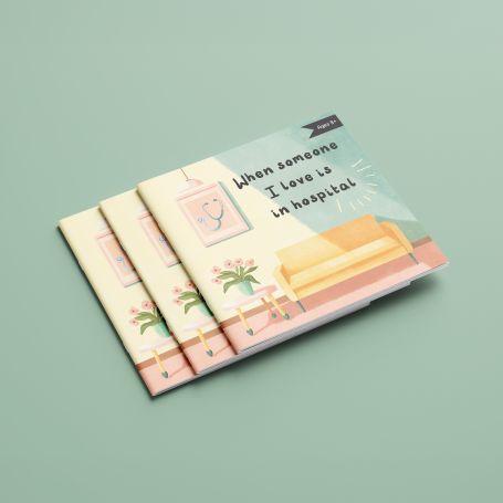 The workbook 'When someone I love is in hospital' on a green background