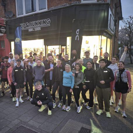 Group of runners outside the branch