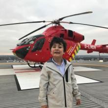 Joshua Hoff, standing on London's Air Ambulance's helipad